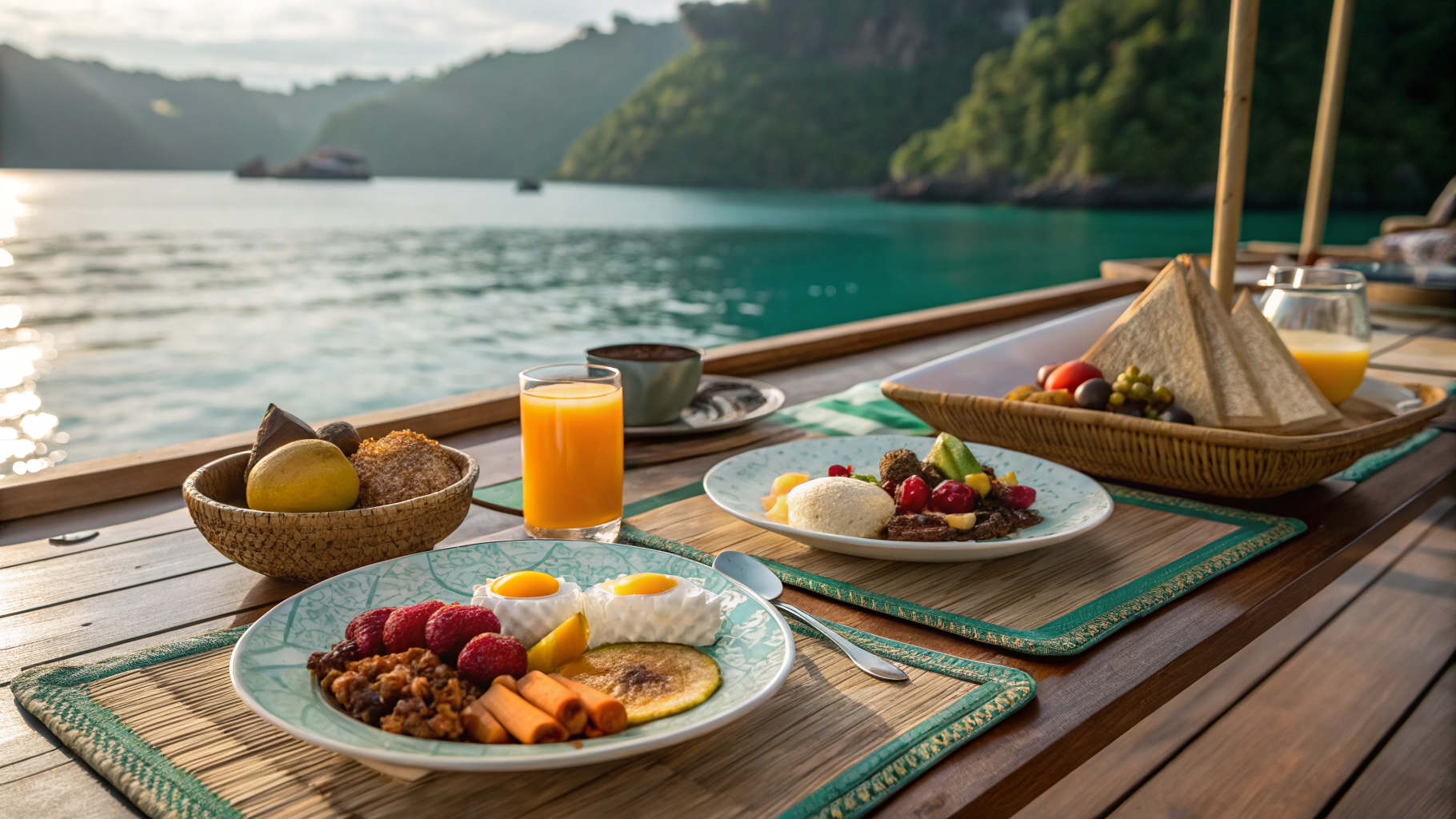 Indonesian breakfast on deck