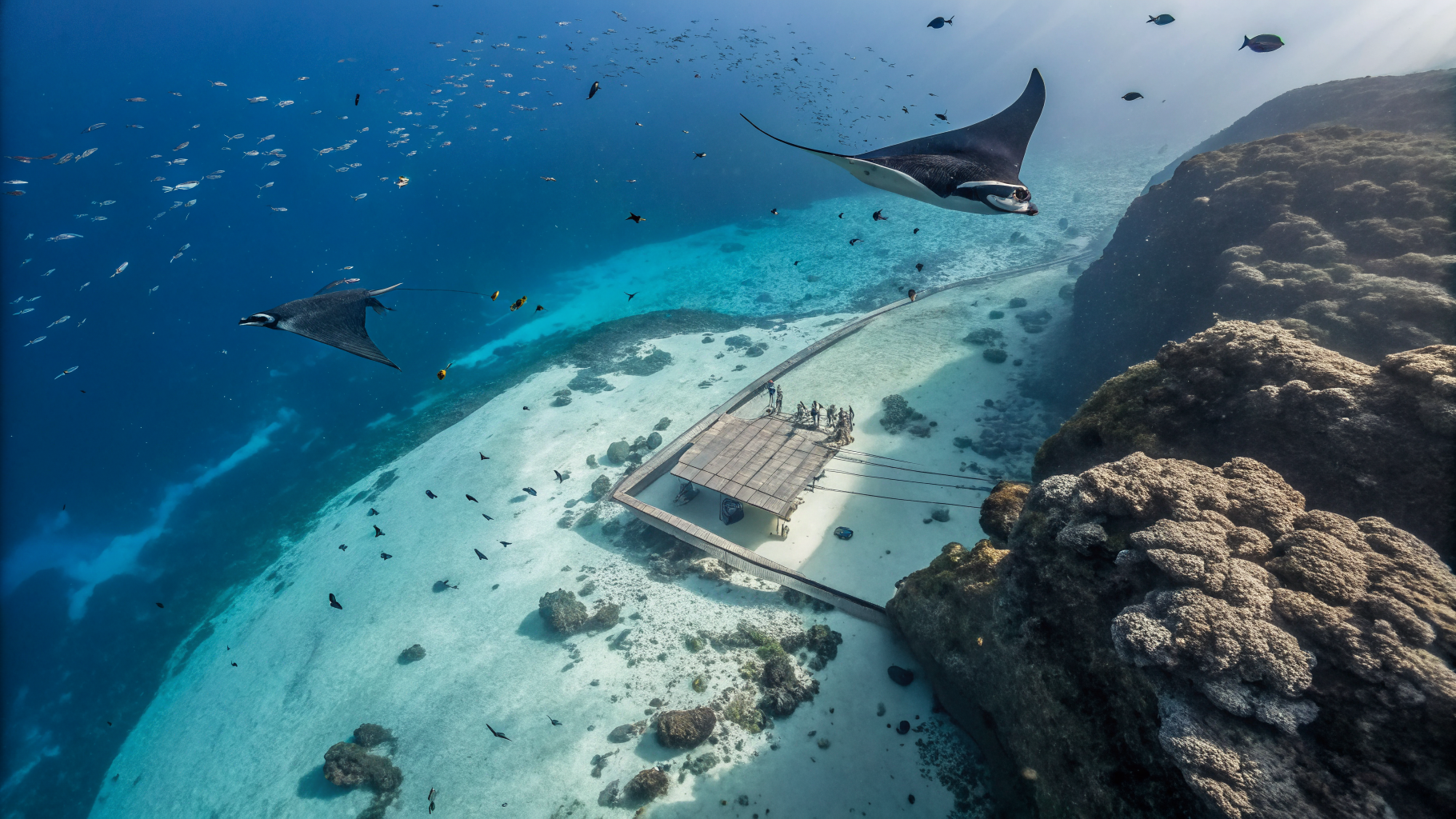 Raja Ampat marine life — manta aggregation