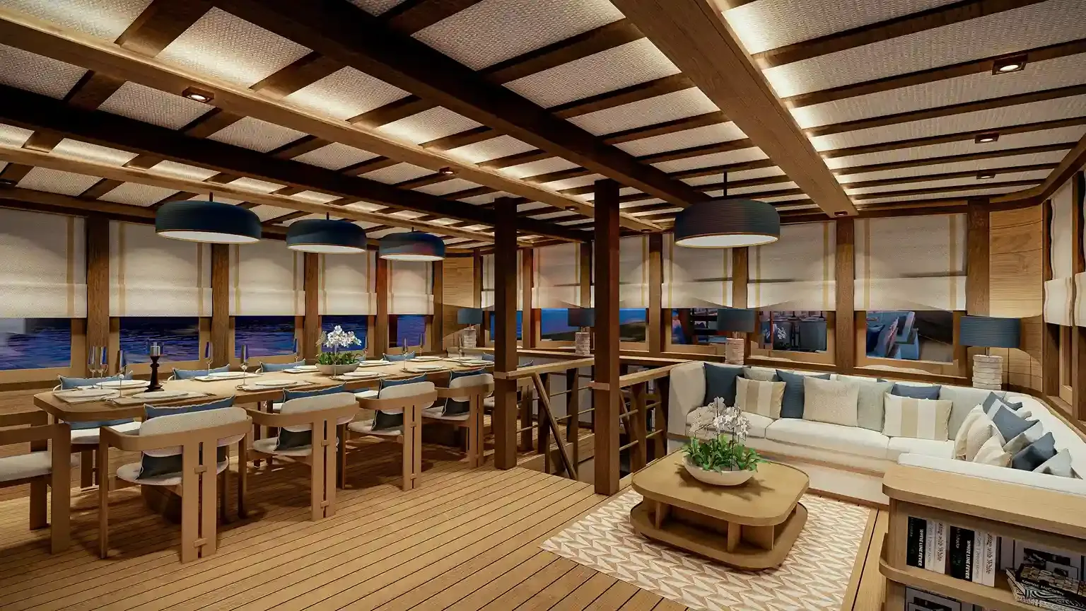 Liveaboard interior — lounge area otium phinisi1